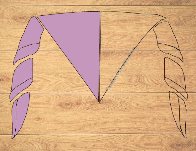 Mi-Partie GAUCHE PARME pour 12 foulards (pointe en bas)
