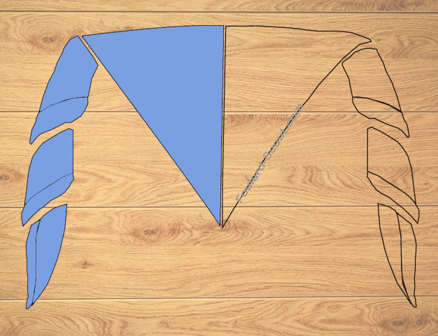 Mi-Partie GAUCHE AZUR pour 12 foulards (pointe en bas)